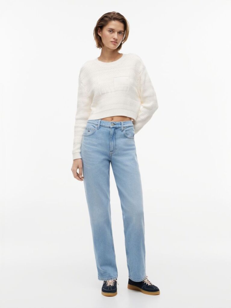 White Textured Knit Relaxed Jumper  Women