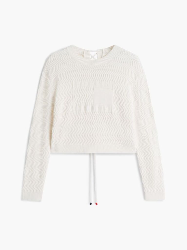 White Textured Knit Relaxed Jumper  Women