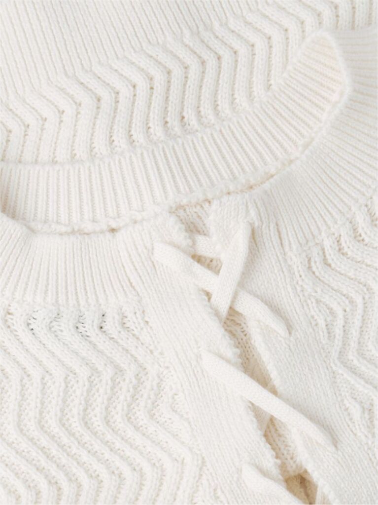 White Textured Knit Relaxed Jumper  Women