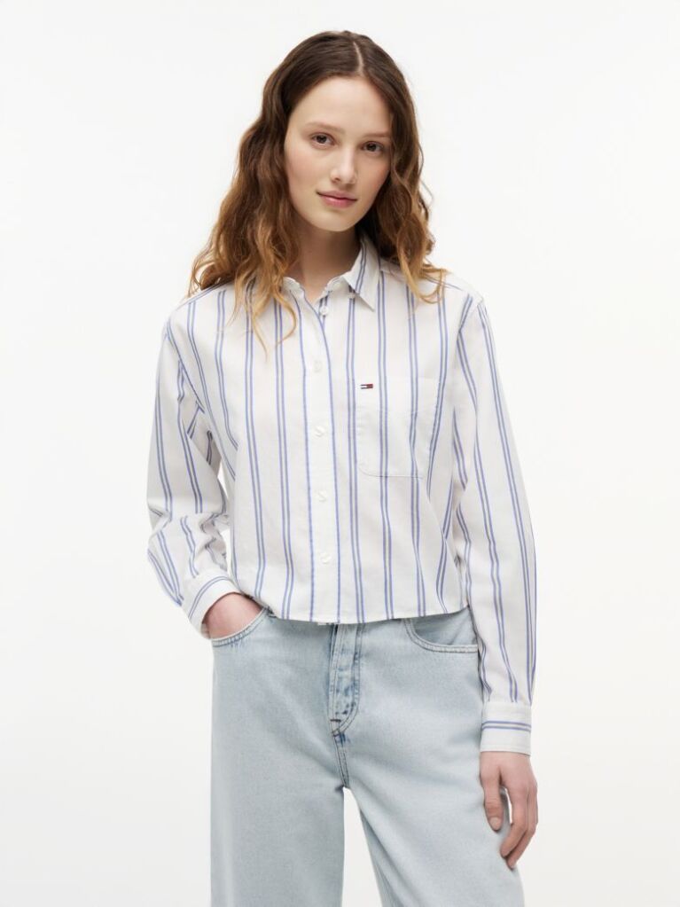 Multi Relaxed Fit Twill Cropped Shirt  Women