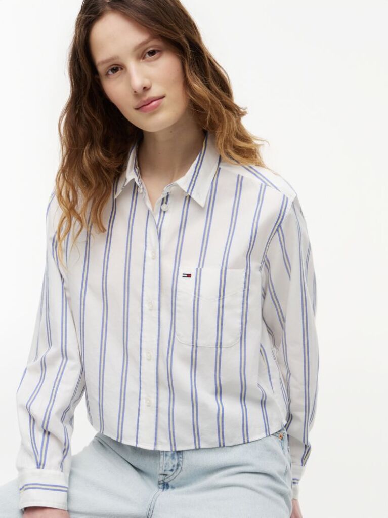 Multi Relaxed Fit Twill Cropped Shirt  Women