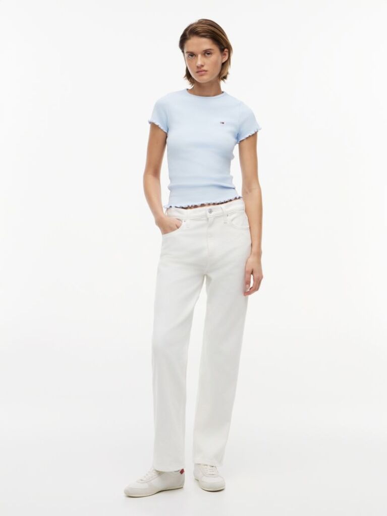 Denim High Rise Slim Straight White Jeans  Women