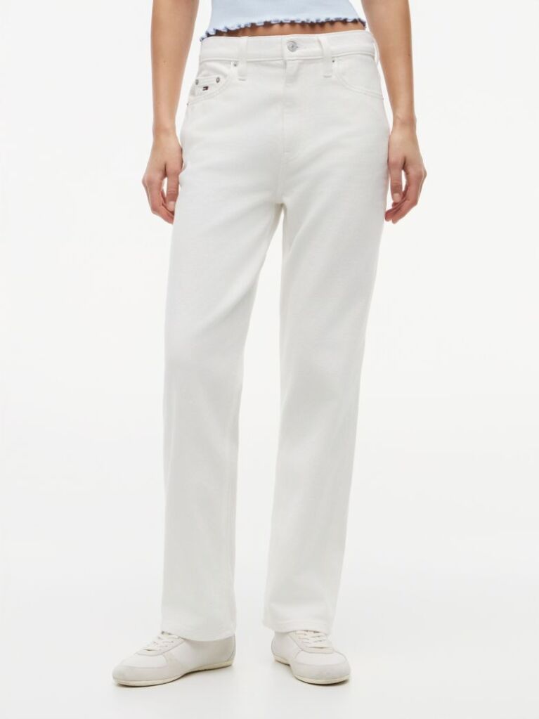 Denim High Rise Slim Straight White Jeans  Women