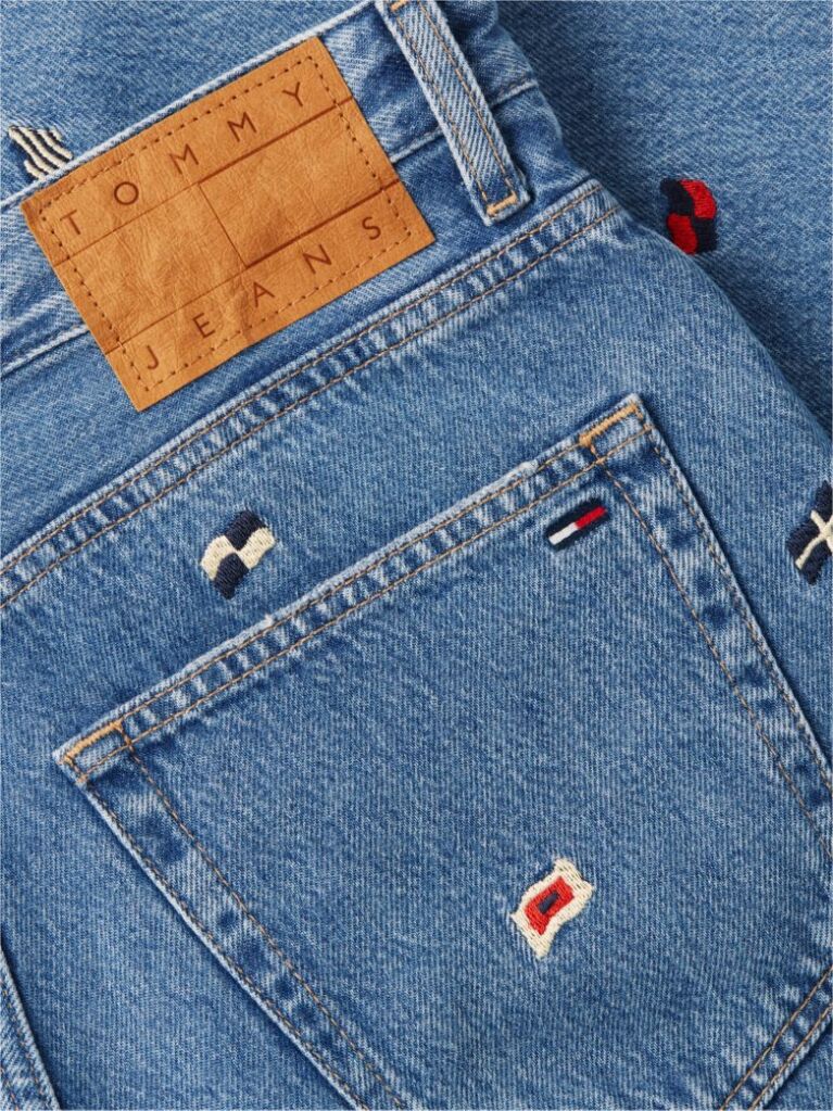 Denim All-Over Embroidery High Rise Slim Straight Jeans  Women