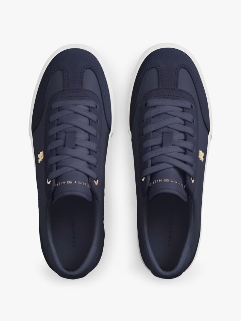 Blue Leather TH Monogram Vulcanised Trainers  Women