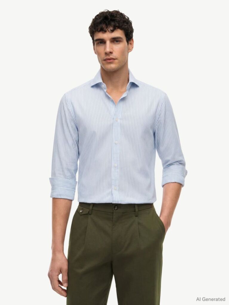 Multi Smart Casual Ριγέ Πουκάμισο Σε Slim Γραμμή  Άνδρες