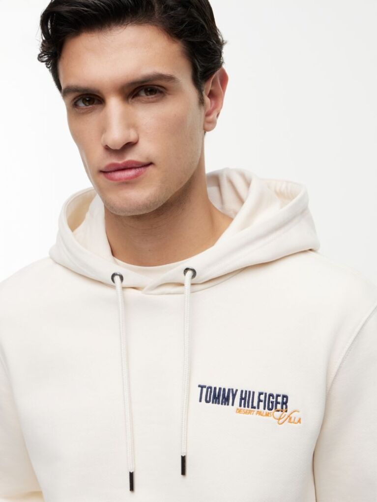 Μπεζ Βαμβακερό Hoody Με Πίσω Σχέδιο  Άνδρες
