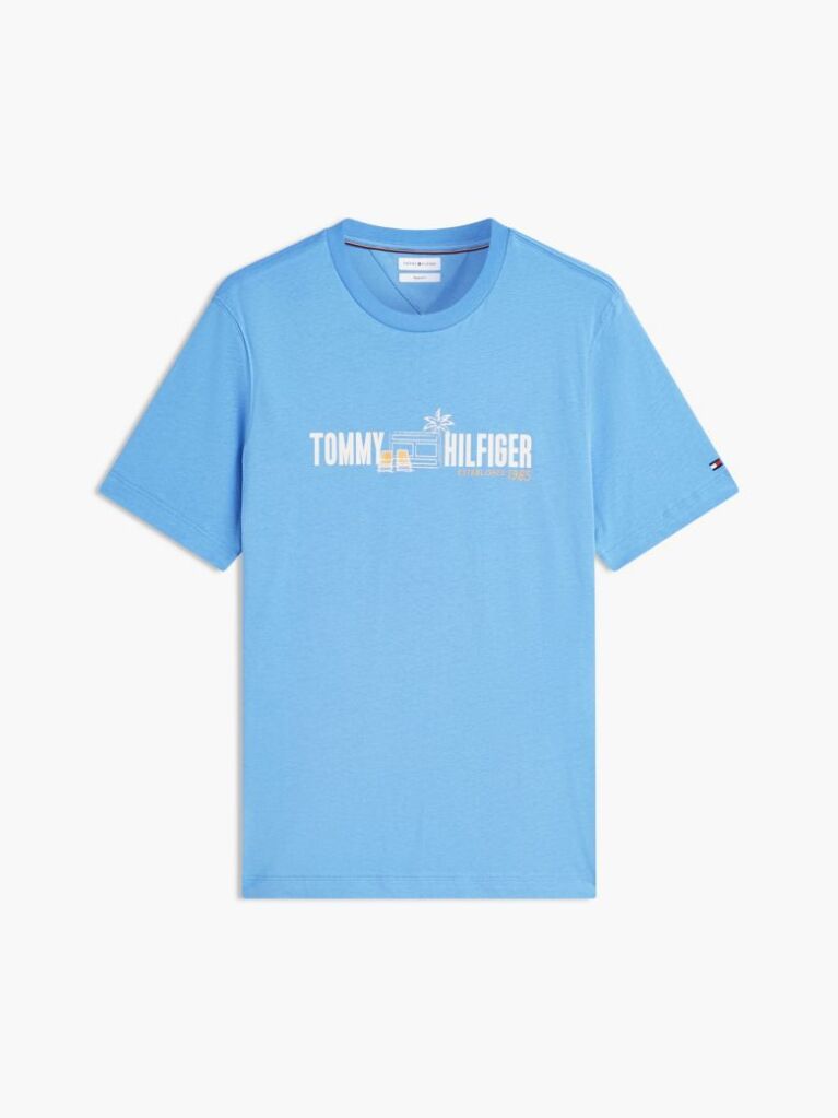 Μπλε Βαμβακερό T-Shirt Με Λογότυπο  Άνδρες