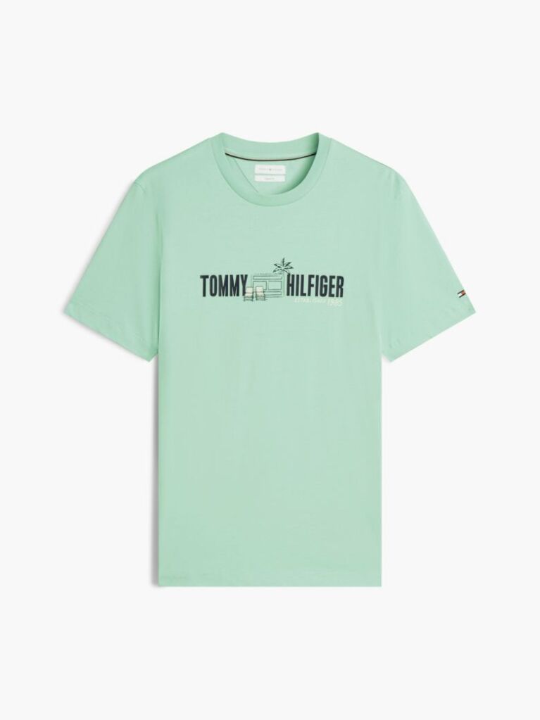Πράσινο Βαμβακερό T-Shirt Με Λογότυπο  Άνδρες