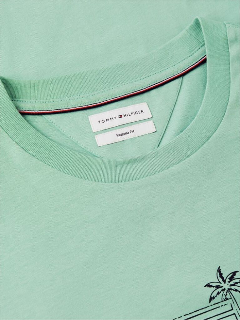 Πράσινο Βαμβακερό T-Shirt Με Λογότυπο  Άνδρες