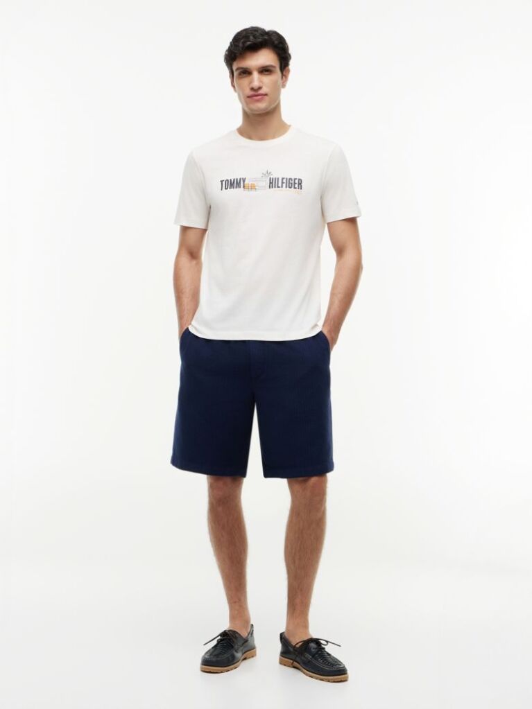 Μπεζ Βαμβακερό T-Shirt Με Λογότυπο  Άνδρες