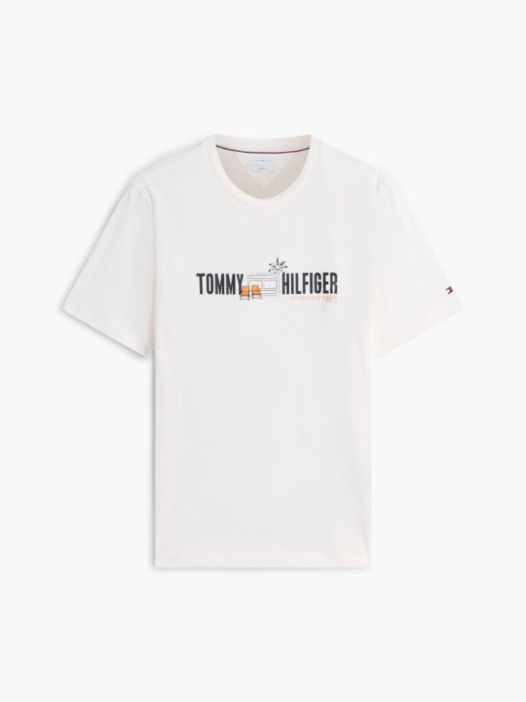 Μπεζ Βαμβακερό T-Shirt Με Λογότυπο  Άνδρες