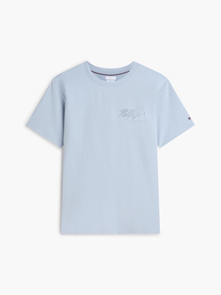 Μπλε Άνετο T-Shirt Με Ζακάρ Λογότυπο  Άνδρες