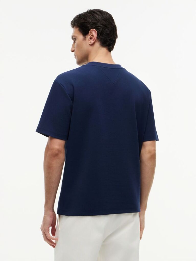 Μπλε Άνετο T-Shirt Με Ζακάρ Λογότυπο  Άνδρες