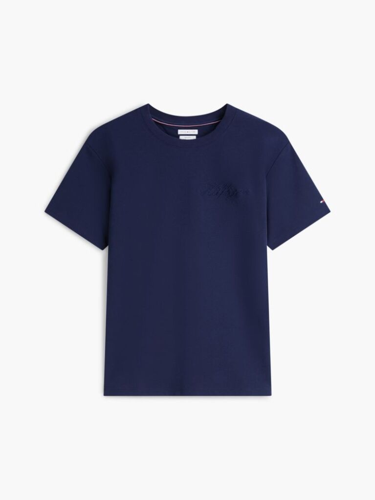 Μπλε Άνετο T-Shirt Με Ζακάρ Λογότυπο  Άνδρες