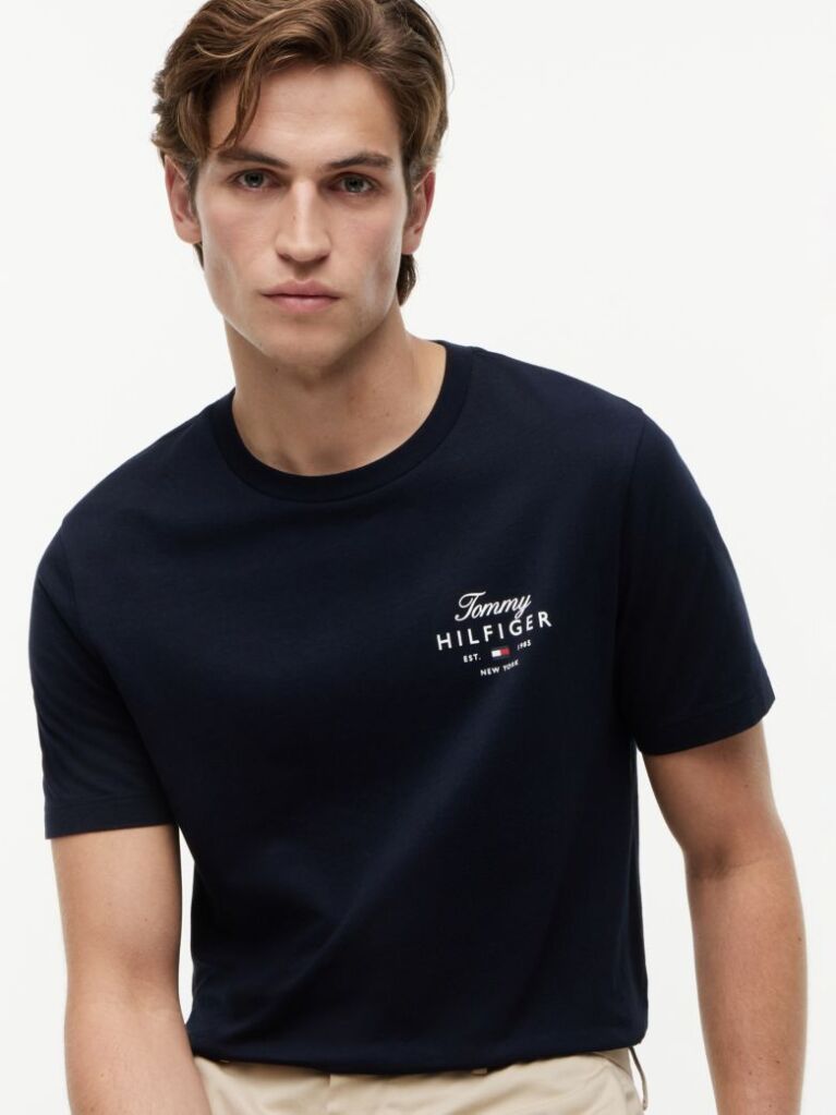 Blue Logo Jersey Crew Neck T-Shirt  Men