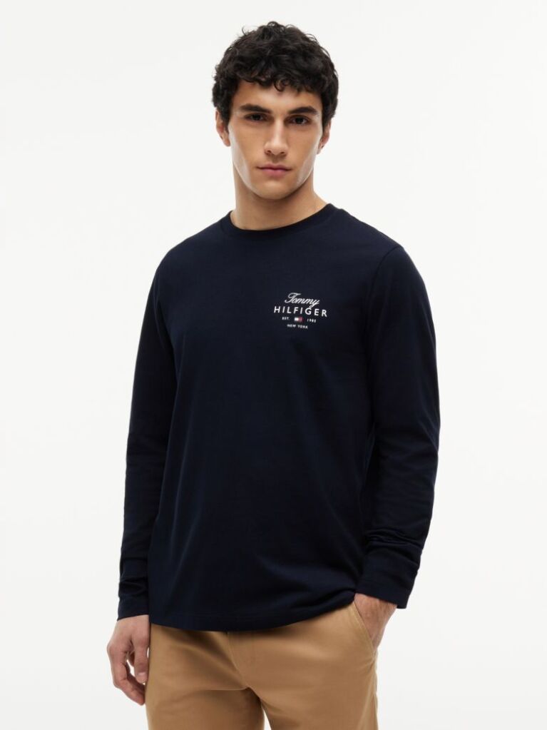 Blue Logo Long Sleeve T-Shirt  Men