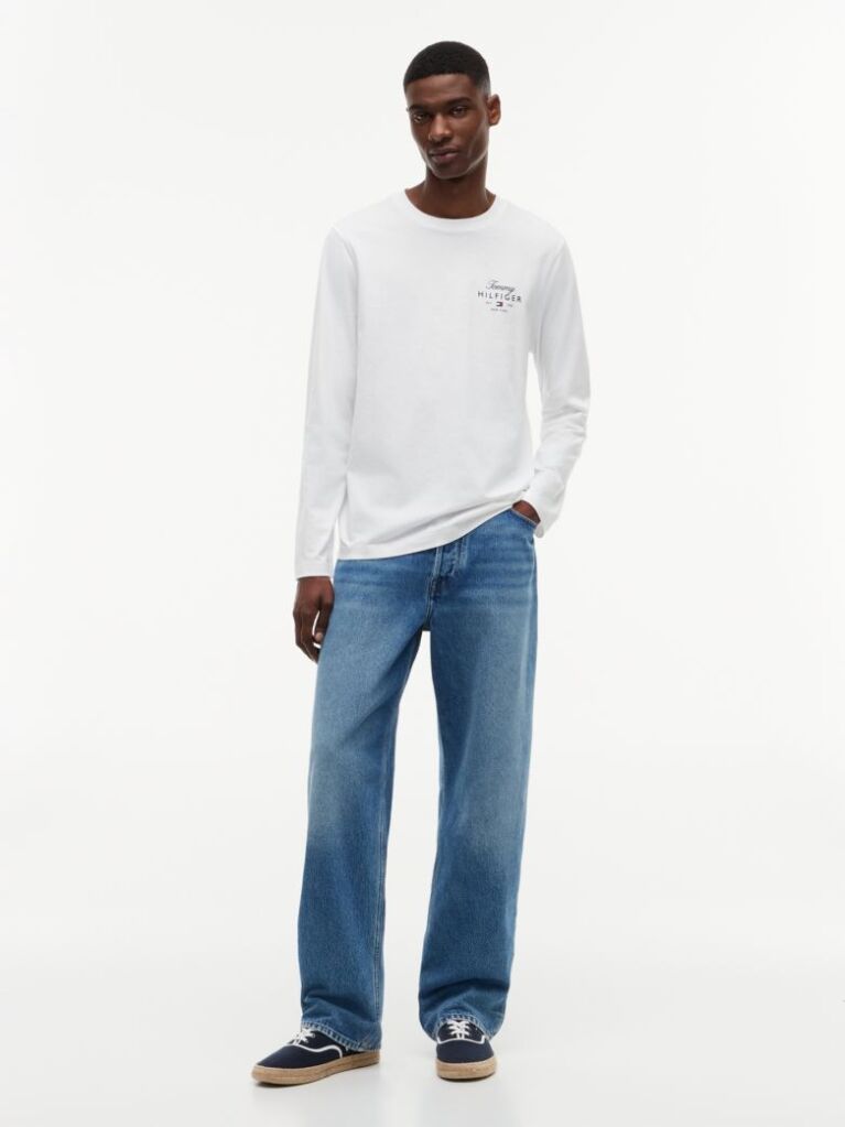 White Logo Long Sleeve T-Shirt  Men