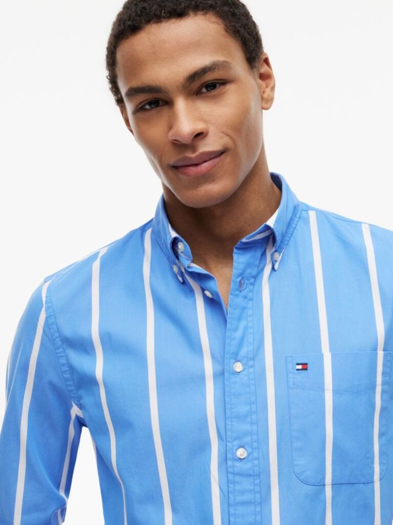 Multi Regular Fit Button-Down Stripe Poplin Shirt  Men