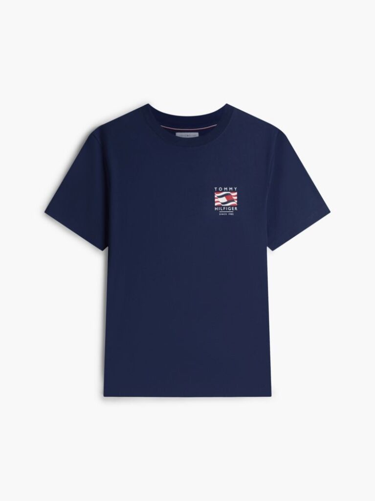 Μπλε T-Shirt Με Wavy Σημαία  Άνδρες