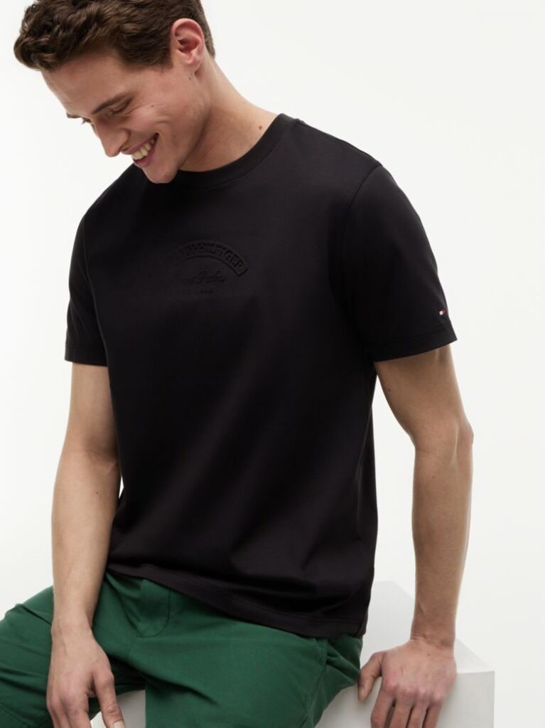 Black Embossed Logo Interlock T-Shirt  Men