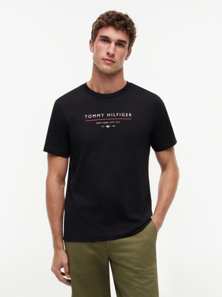 Μαύρο Βαμβακερό T-Shirt  Άνδρες