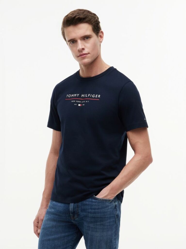 Μπλε Βαμβακερό T-Shirt  Άνδρες