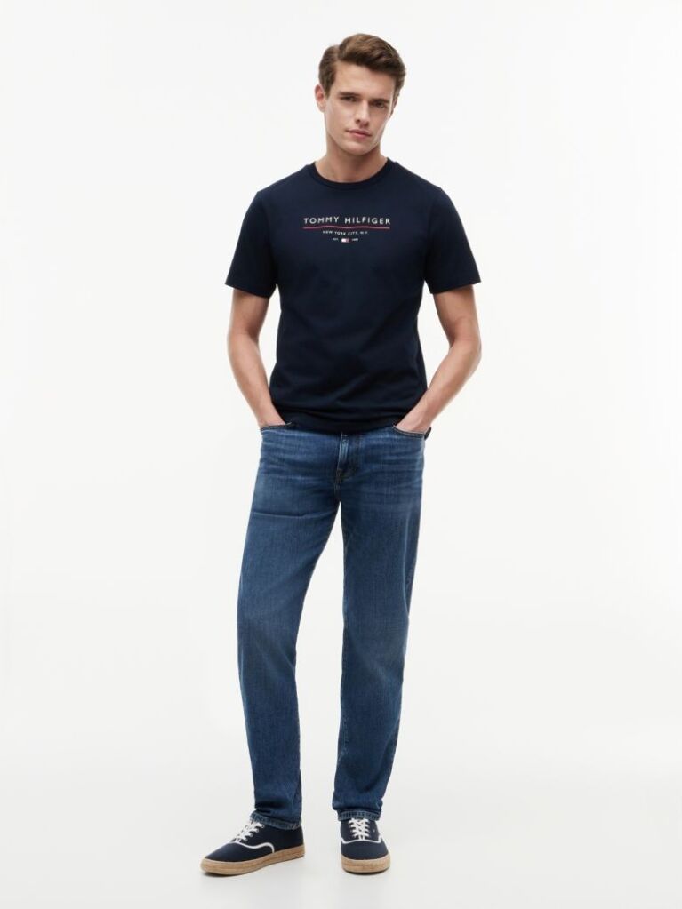 Μπλε Βαμβακερό T-Shirt  Άνδρες