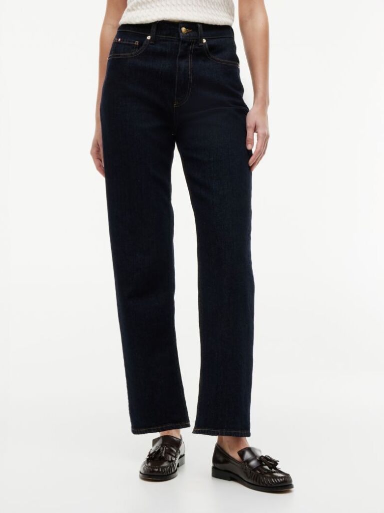 Blue High Rise Tapered Leg Ankle Jeans  Women