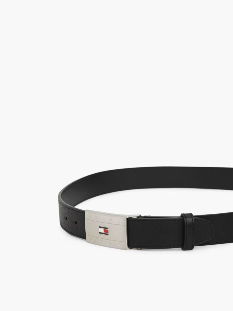 Black Flag Plaque Leather Belt  Men