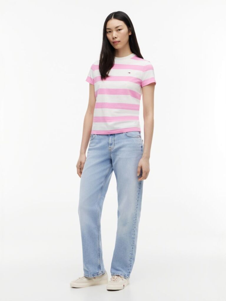 Flag Jersey T-Shirt — Pink Daisy / Stripe