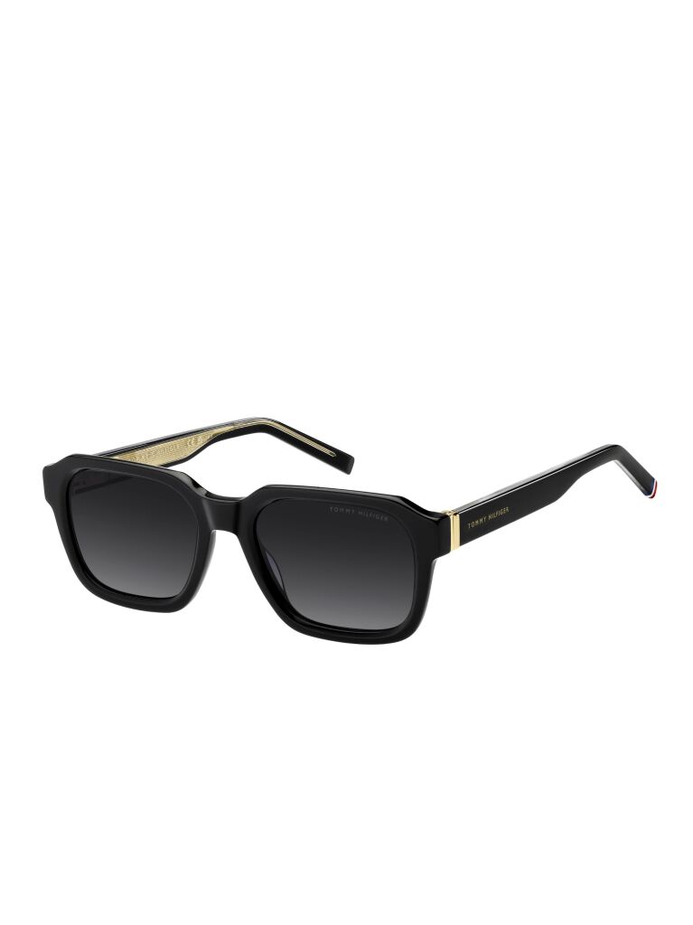 Black Signature Tip Square Sunglasses  Men