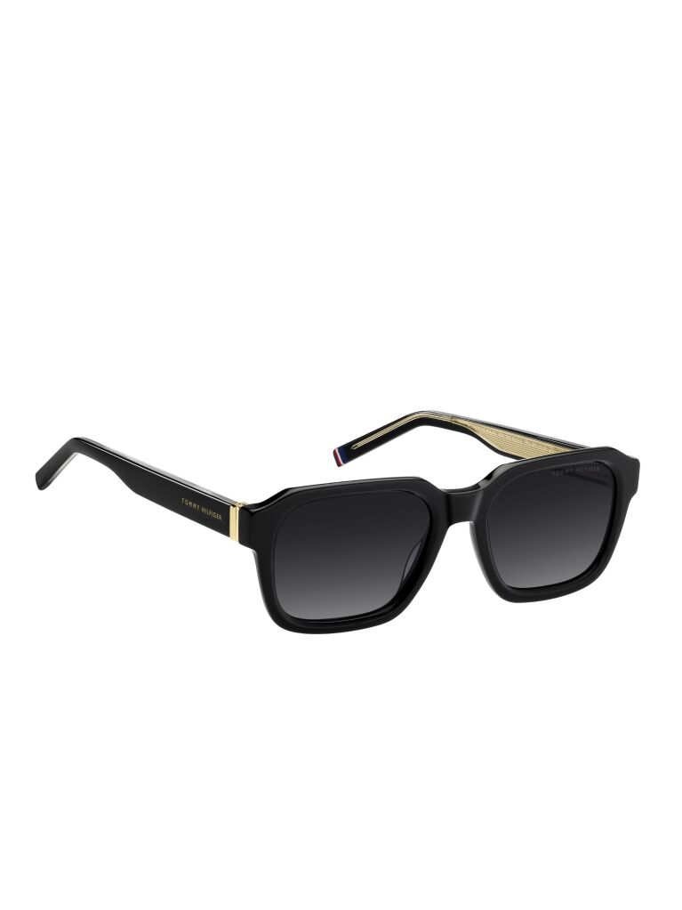 Black Signature Tip Square Sunglasses  Men