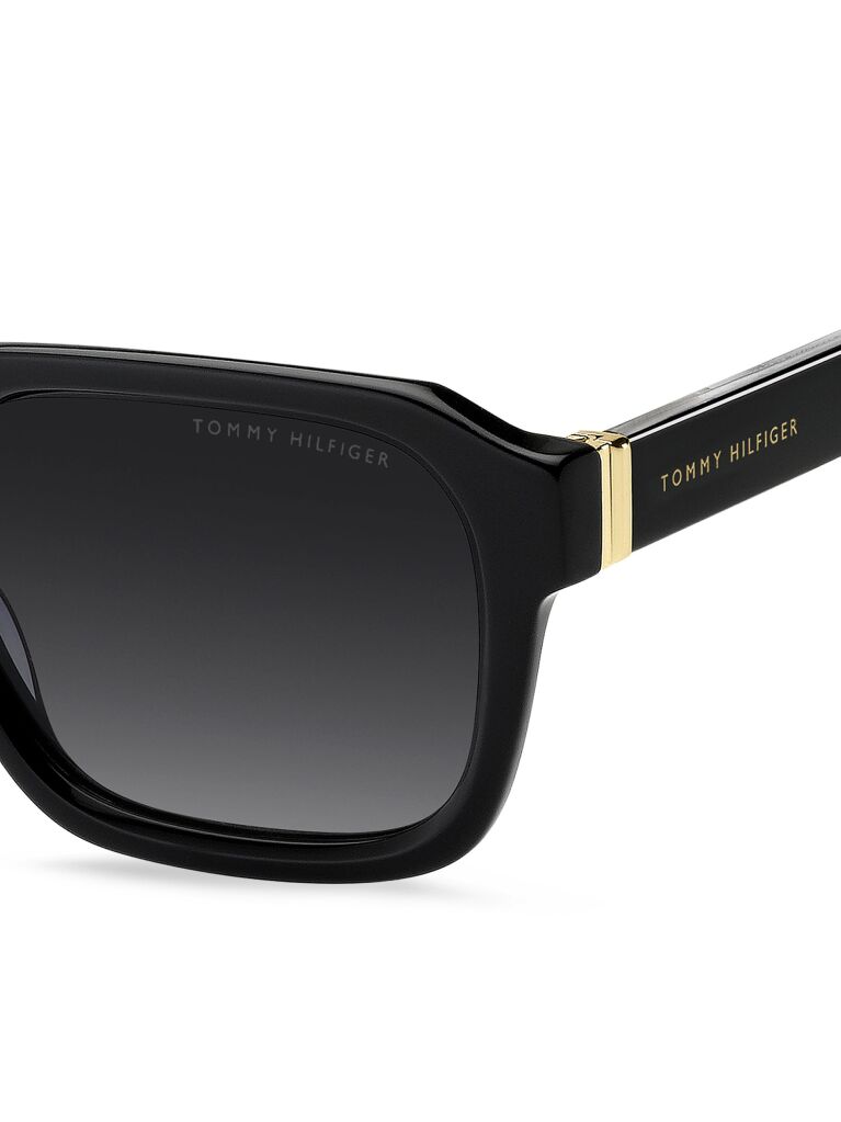 Black Signature Tip Square Sunglasses  Men