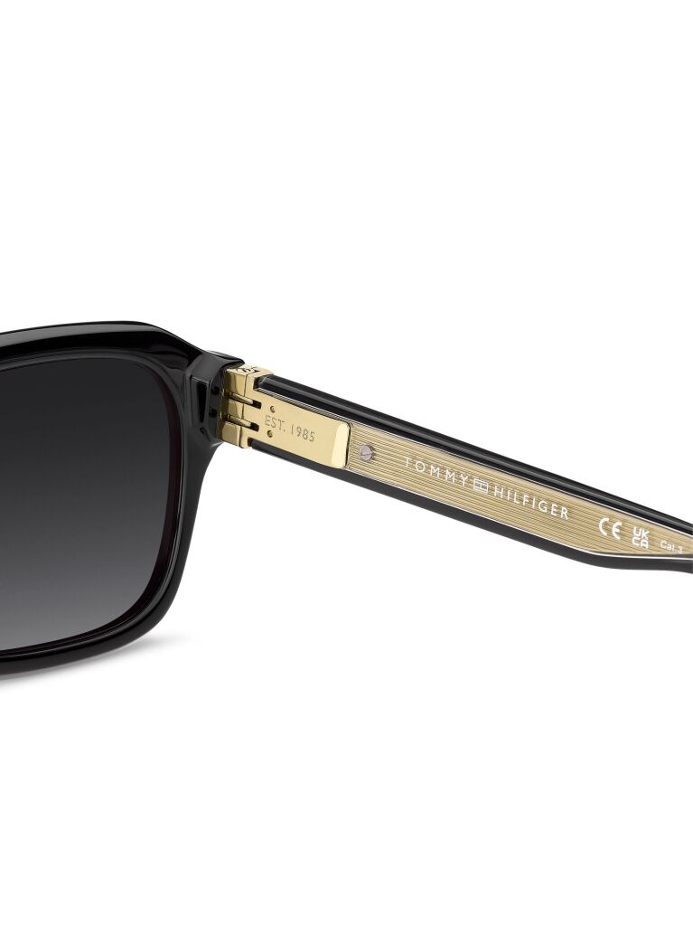 Black Signature Tip Square Sunglasses  Men