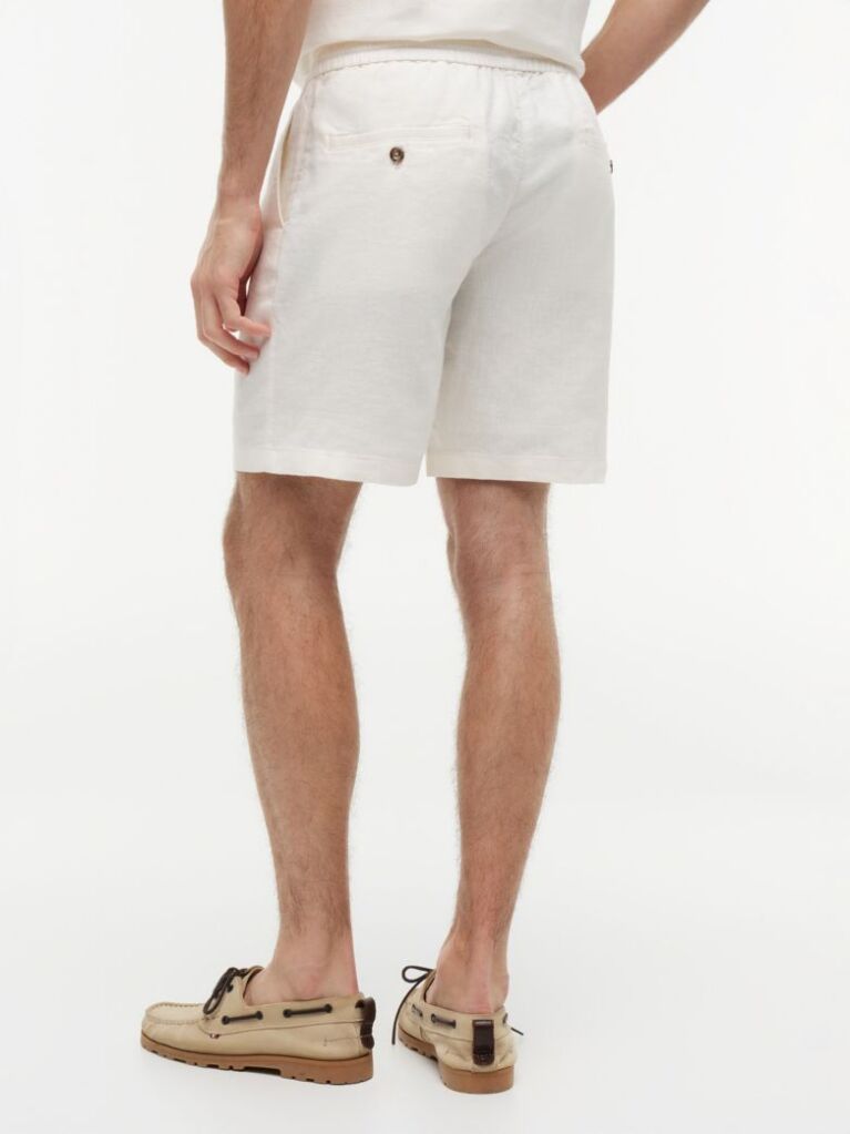Beige Dover Linen Blend 8" Inseam Chino Bermuda Shorts  Men