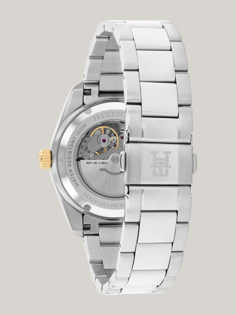 White Stainless Steel Chain-Link Bracelet Watch  Men