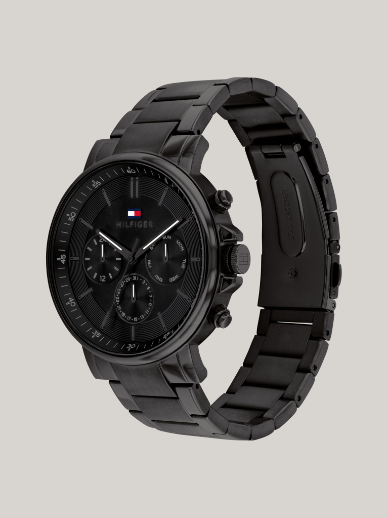 Black Ionic Black Skeleton Dial Sub-Counter Watch  Men