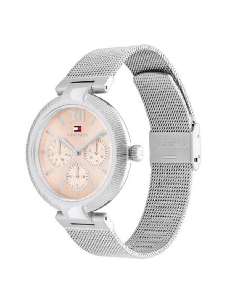 Pink Silver Tone Mesh Strap Watch  Women
