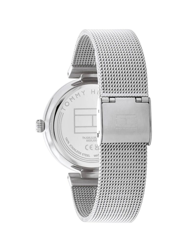Pink Silver Tone Mesh Strap Watch  Women
