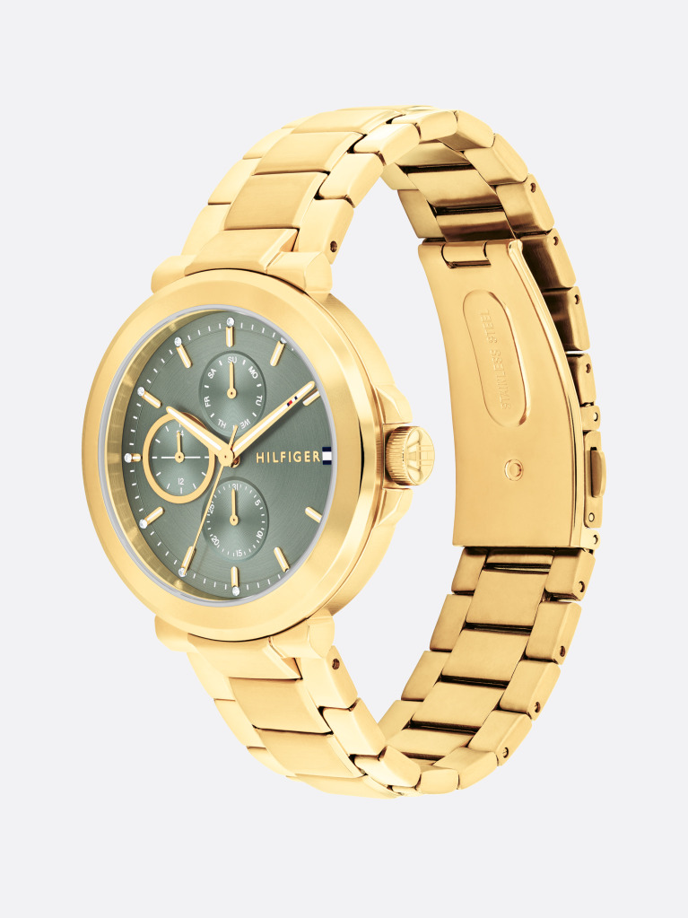 Green Stainless Steel Chain-Link Strap Watch  Women
