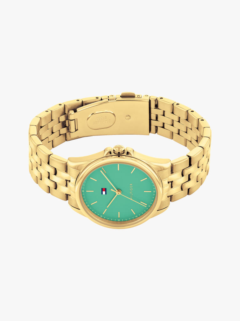 Green Ionic Gold-Plated Green Dial Bracelet Watch  Women