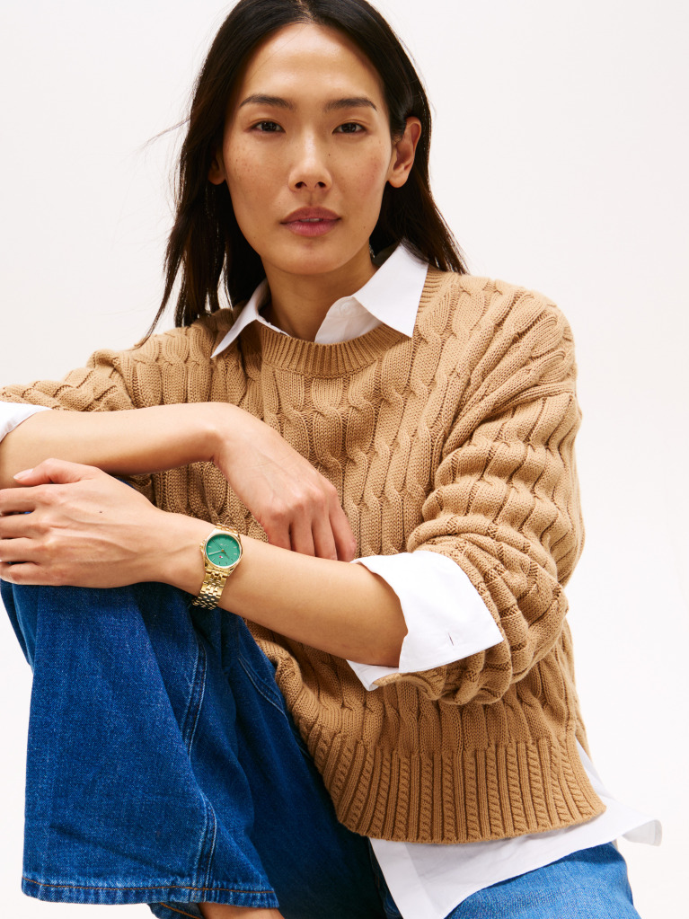 Green Ionic Gold-Plated Green Dial Bracelet Watch  Women