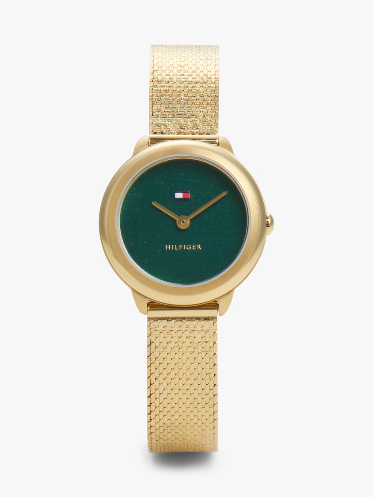 Green Oval Green Dial Gold-Plated Bracelet Watch  Women
