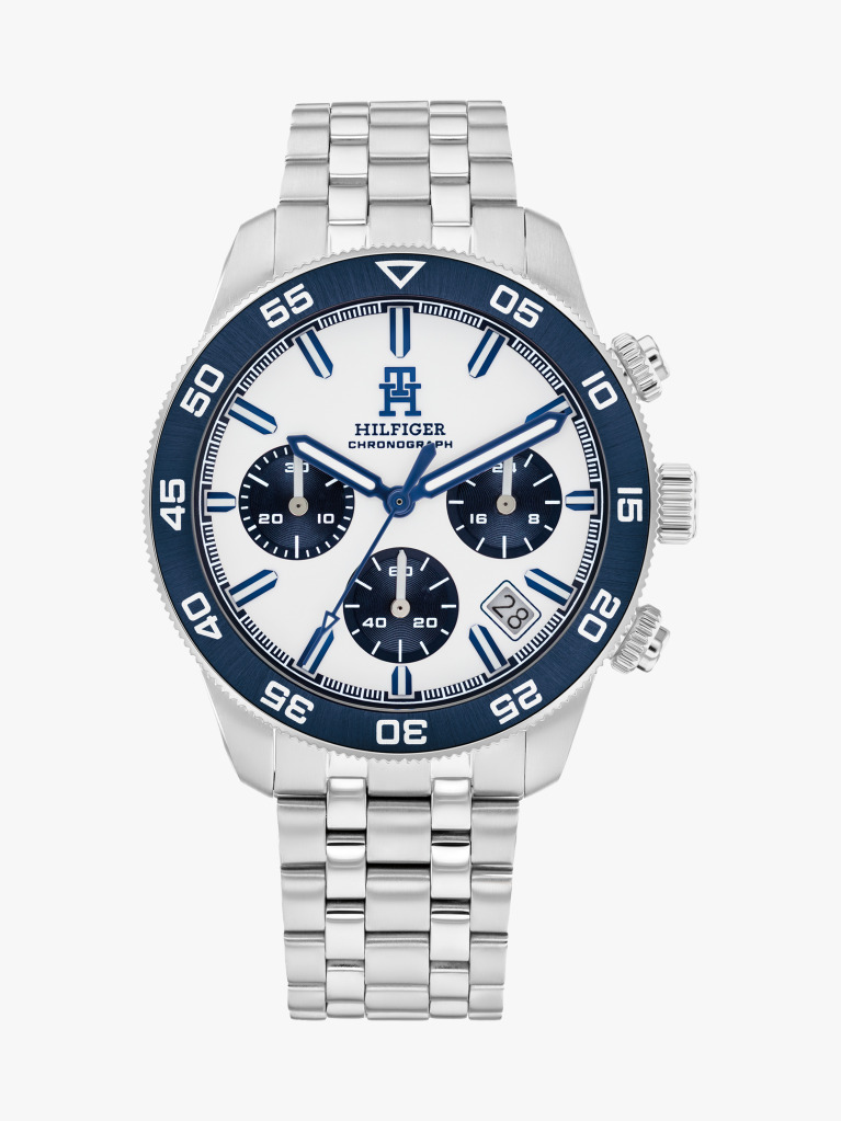 White Navy Bezel Chronograph Watch  Men