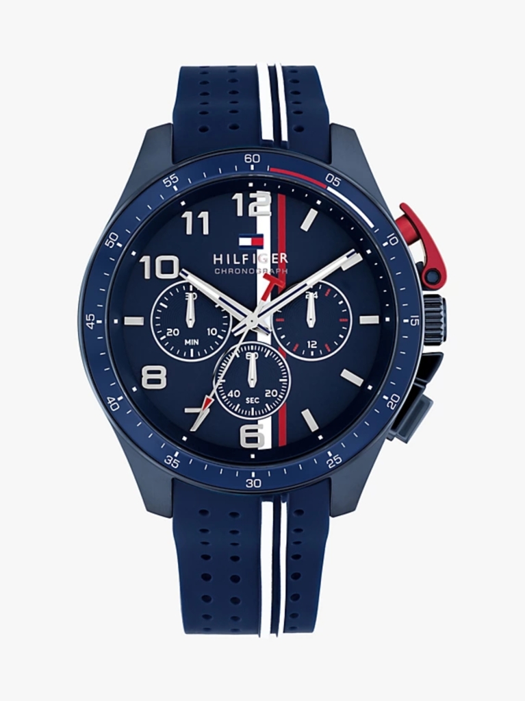 Blue Blue Silicone Strap Chronograph Watch  Men