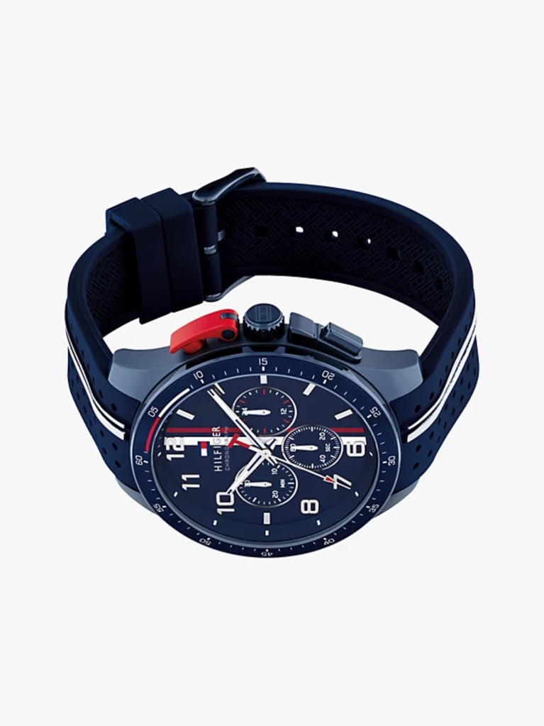 Blue Blue Silicone Strap Chronograph Watch  Men