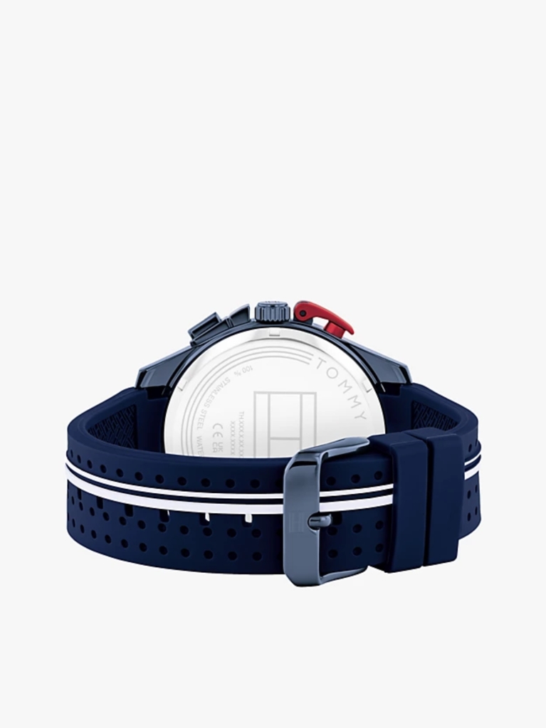 Blue Blue Silicone Strap Chronograph Watch  Men