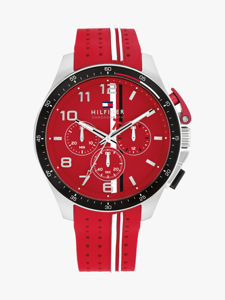 Red Red Dial Silicone Strap Watch  Men