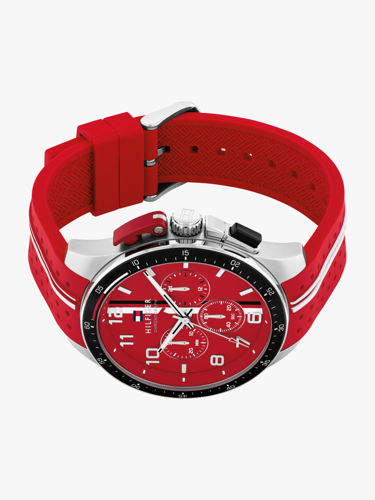 Red Red Dial Silicone Strap Watch  Men